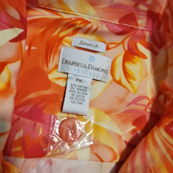 NWOT Drapers & Damon's Floral Print Cotton Jacket Size PXL, Preppy Colorful - Picture 7 of 9